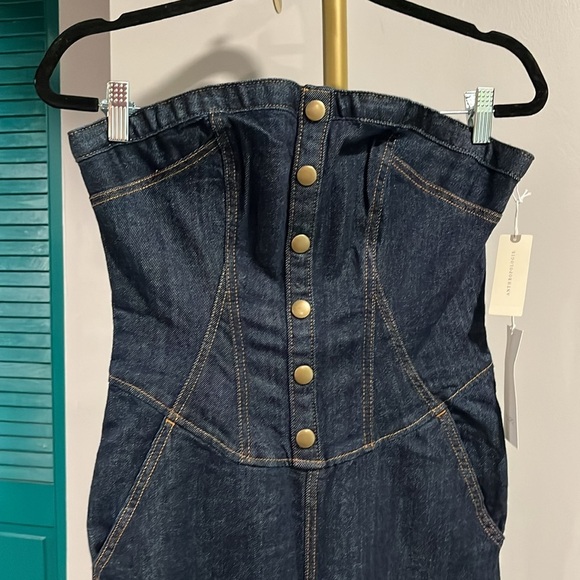 Anthropologie NWT Strapless Denim Corset Jumpsuit - 8 (runs small) - Picture 7 of 15